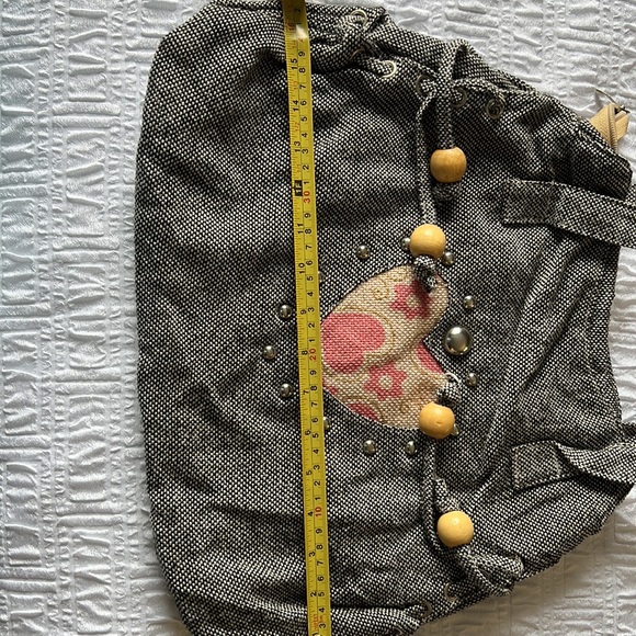 Womens Shoulder Bag Medium Wooden Beads Grey Pink Zipper Pockets ❤️ Front NWOT - Picture 9 of 12